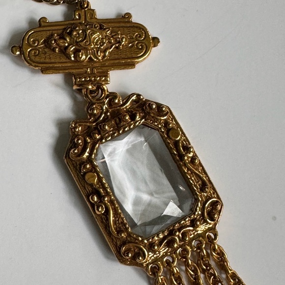 Vintage GOLDETTE Signed Victorian Style Glass Necklace - Picture 6 of 7